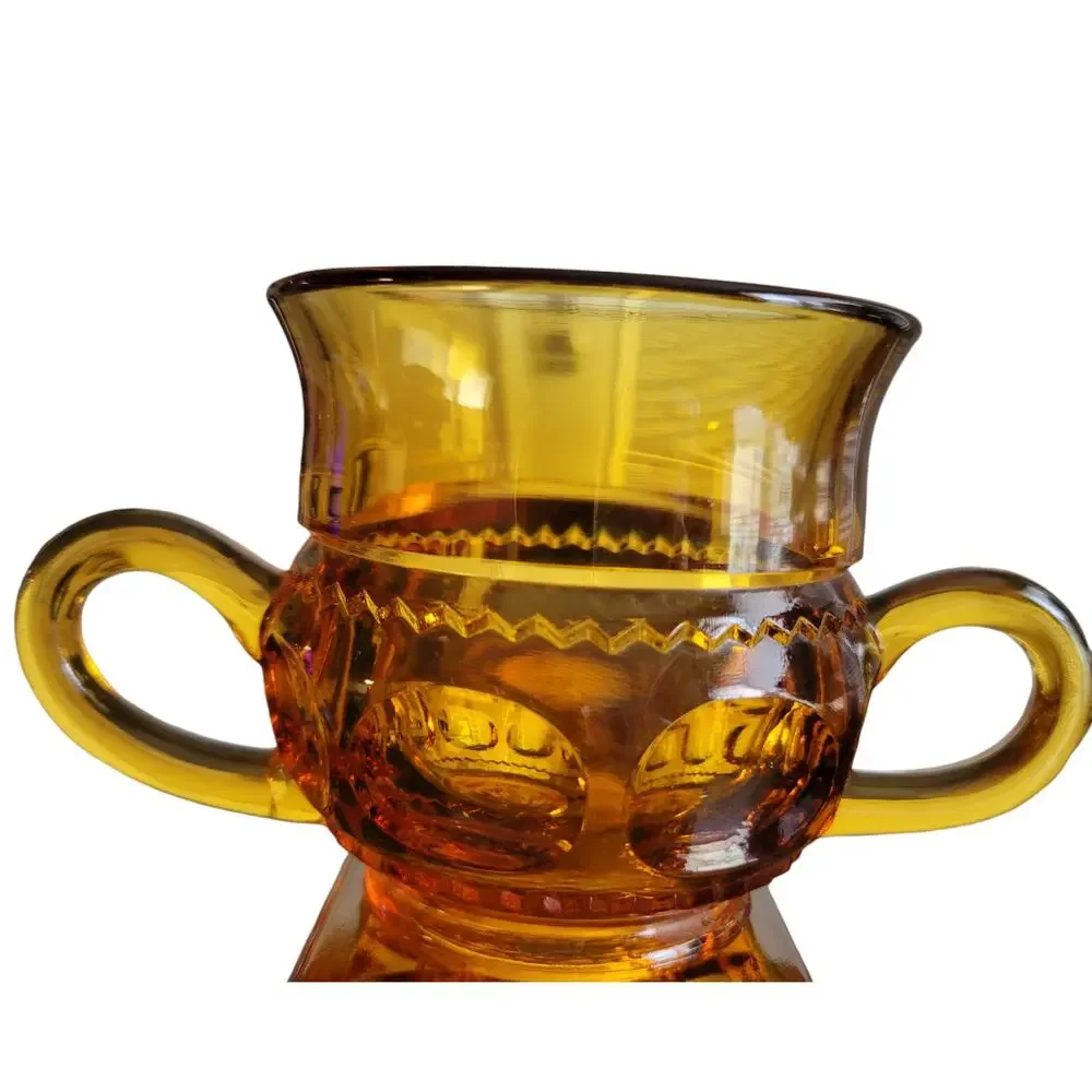 MCM Sugar Bowl and Creamer Gold Crown by Indiana Glass AKA Lancaster Colony Fall